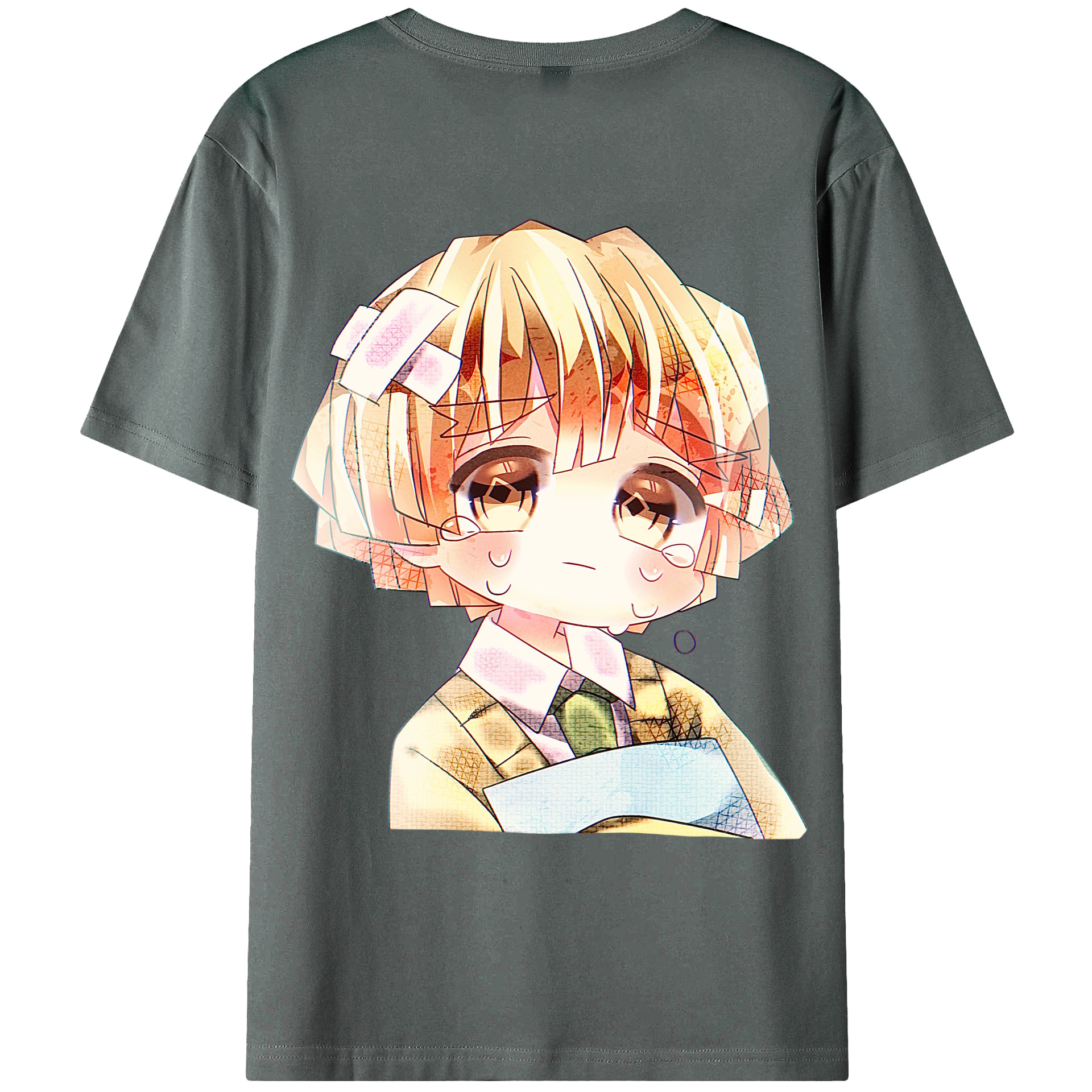 （画像用） 鬼滅の刃（きめつのやいば）我妻 善逸／あがつま ぜんいつ Agatsuma Zenitsu 綿100％ メンズ半袖Tシャツ（バックプリント） 通気性